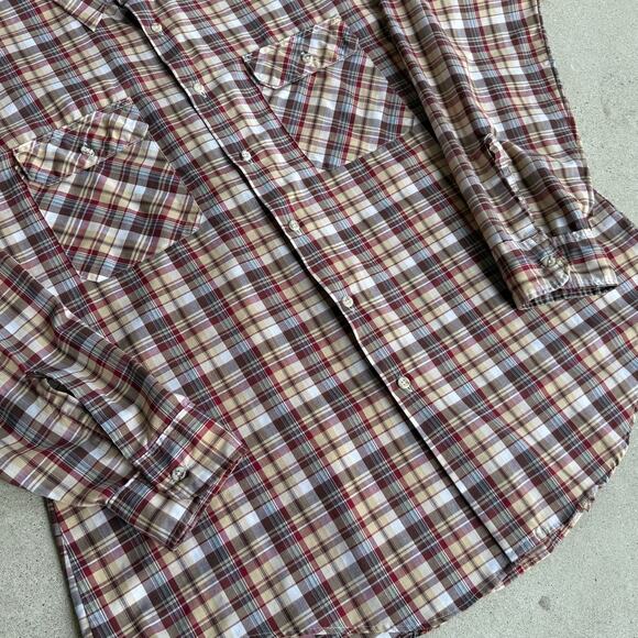 Vintage Western Plaid Work Shirt Wear-Guard Van Heusen 80s USA Made PC-207 XL - Picture 4 of 8